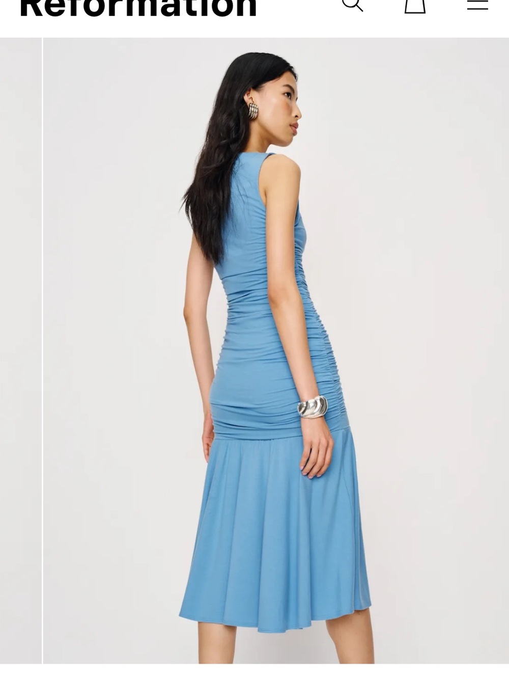 Reformation Kayla Knit Dress in Capri Blue - Picture 3 of 12